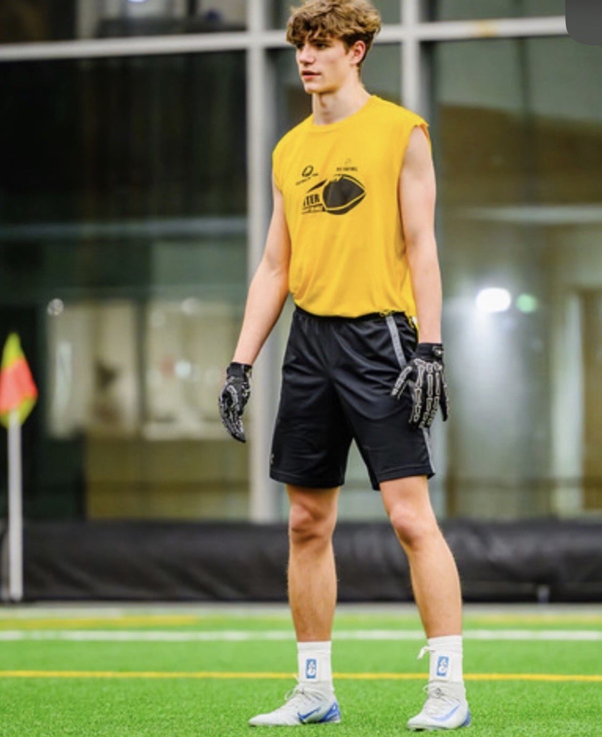 Eagles athlete standing ready on the turf